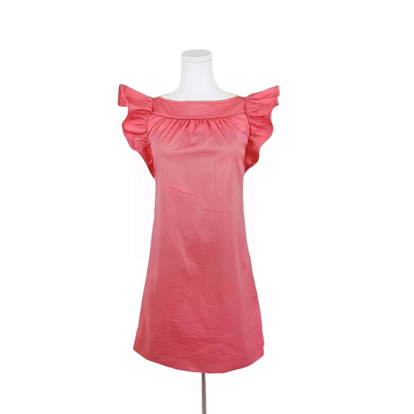Red Valentino Pink Ruffle Sleeve Cocktail Dress US 2 Soft Sheen Italy - Picture 2 of 5